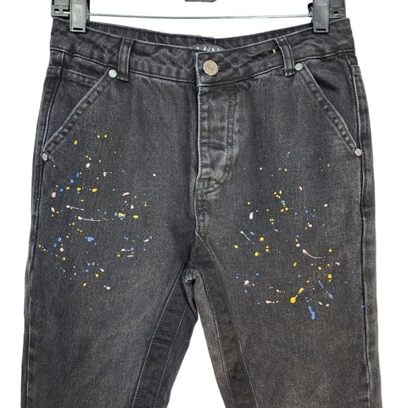 Boohoo Men's Skinny Flare Panel Paint Splatter Jeans - 28R - Picture 3 of 8